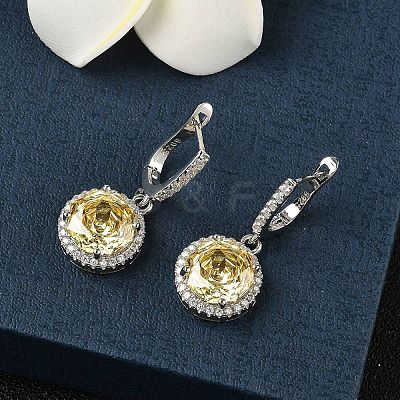 925 Sterling Silver Micro Pave Cubic Zirconia Hoop Earrings EJEW-B147-01A-04-1
