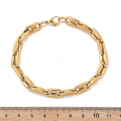 304 Stainless Steel Coffee Bean Chain Bracelets for Women Men BJEW-F488-27G-1