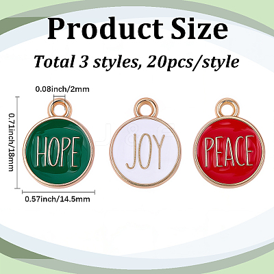 60Pcs 3 Colors Zinc Alloy Enamel Pendants ENAM-SC0008-26-1