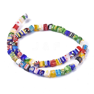 Cube Handmade Millefiori Glass Beads LK-R004-70-1