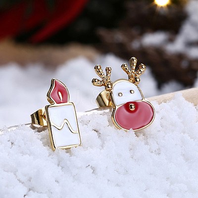 Classic Zinc Alloy Enamel Stud Earrings EJEW-BB31880-A-1