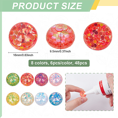 48Pcs 8 Colors Transparent Resin Cabochons RESI-PH0002-53-1