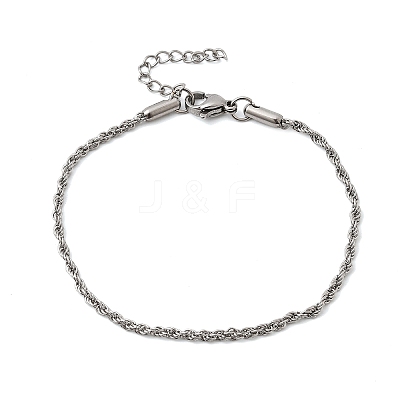 304 Stainless Steel Rope Chain Bracelets for Women BJEW-P395-01P-1