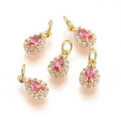 Brass Cubic Zirconia Charms KK-E772-14A-G-1