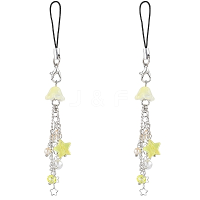 Glass & Acrylic Mobile Straps HJEW-SW00079-01-1