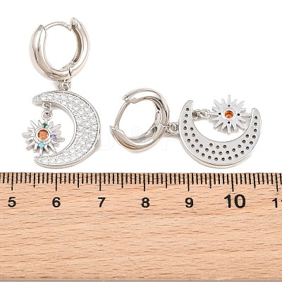 Brass Micro Pave Cubic Zirconia Hoop Dangle Earrings KK-CBA8324-05A-P-1