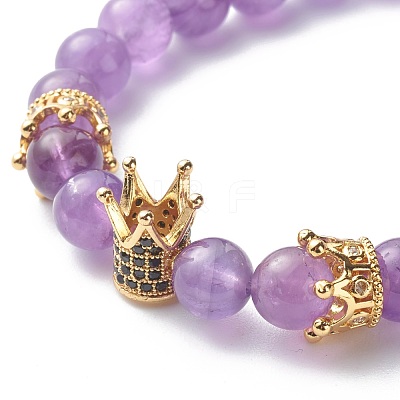 Natural Mixed Stone Round Beads Stretch Bracelets BJEW-JB06606-1