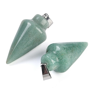 Natural Green Aventurine Gemstone Pointed Pendants G-K384-01P-01-1