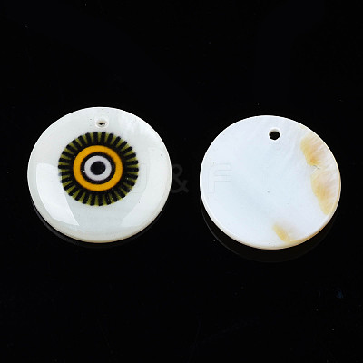Printed Freshwater Shell Charms SHEL-T009-20A-1