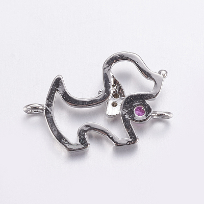 Brass Micro Pave Cubic Zirconia Puppy Links Connectors ZIRC-G125-02A-P-1