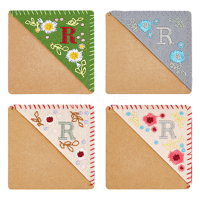 4Pcs 4 Style Felt Embroidery Bookmarks FIND-HY0003-46R-1