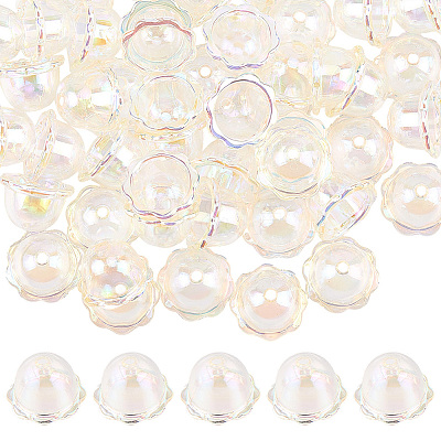 60Pcs UV Plating Acrylic Bead Caps PACR-SC0001-07-1