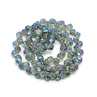 Half Plated Faceted Glass Teardrop Beads X-EGLA-F082-M-1