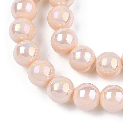 Electroplate Opaque Glass Beads Strands GLAA-T032-P8mm-AB09-1