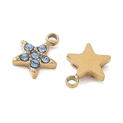 304 Stainless Steel Micro Pave Cubic Zirconia Charms CU-CBA5775-01G-1