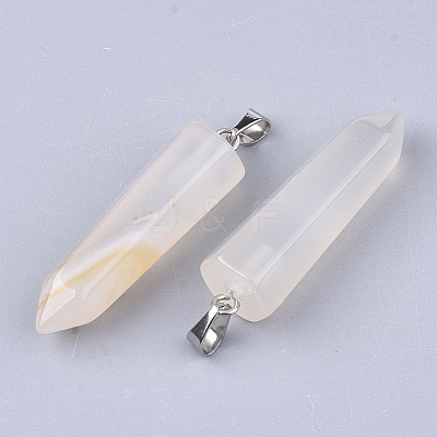 Natural White Agate Point Pendants G-R220-34P-1