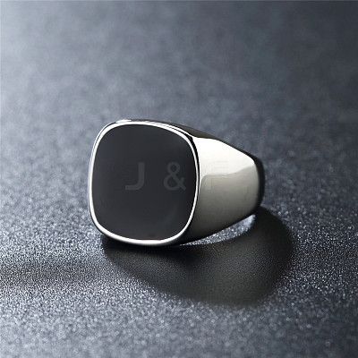Square 304 Stainless Steel Enamel Finger Rings for Men FS-WG78CFC-01-1