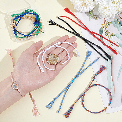10Pcs 10 Colors Braided Cotton Cord Bracelet Making MAK-UN0001-66-1