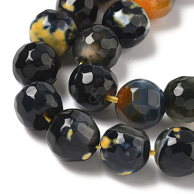 Faceted Natural Fire Crackle Agate Beads Strands G-F447-10mm-A09-1