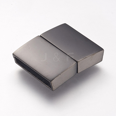 304 Stainless Steel Magnetic Clasps with Glue-in Ends STAS-I011-15B-1