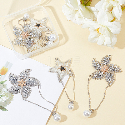 6Pcs 2 Style Star & Windmill Glitter Hotfix Rhinestone DIY-FG0002-26-1