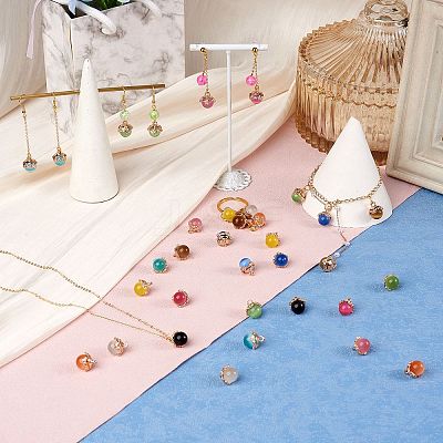 10Pcs Gemstone Charm Pendant Crystal Quartz Healing Natural Stone Pendants Buckle for Jewelry Necklace Earring Making Cra JX599A-1