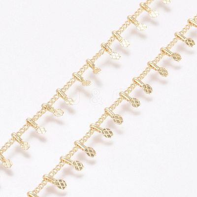 Brass Handmade Curb Chains X-CHC-G006-12G-1