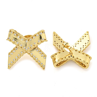 Bowknot Brass Micro Pave Cubic Zirconia Stud Earrings for Women EJEW-P275-06G-1