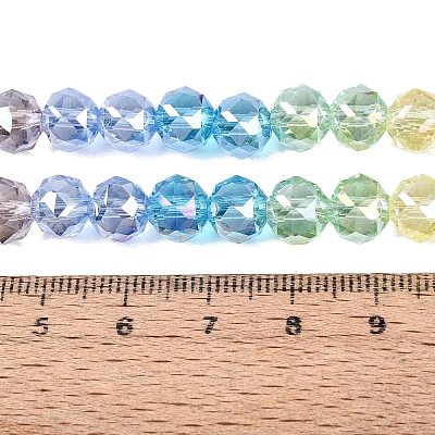 Electroplate Transparent Glass Beads Strands EGLA-Q135-8MM-C03-1