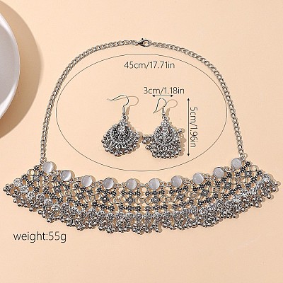 Retro Alloy Choker Necklace & Dangle Earring Sets for Women FS-WG4A54C-01-1