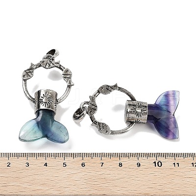 Natural Colorful Fluorite Whale Tail Big Pendants G-Q163-03AS-02-1