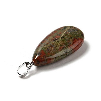 Natural Unakite Pendants G-P474-01P-11-1