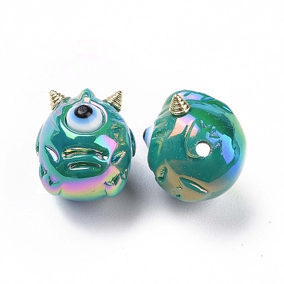 UV Plating Rainbow Iridescent Acrylic Beads OACR-A018-03E-1