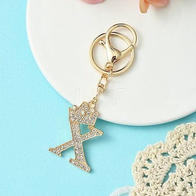 Golden Alloy Rhinestone Keychain KEYC-YW00105-24-1