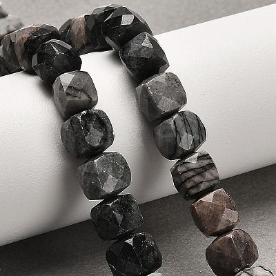 Natural Black Netstone Beads Strands G-H078-C32-01-1