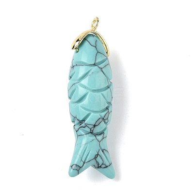 Synthetic Turquoise Carved Pendants G-P599-08G-08-1