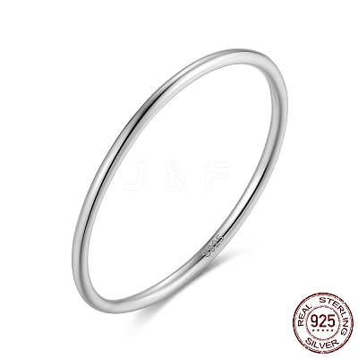 Rhodium Plated 925 Sterling Silver 1mm Thin Finger Rings RJEW-C064-03D-P-1