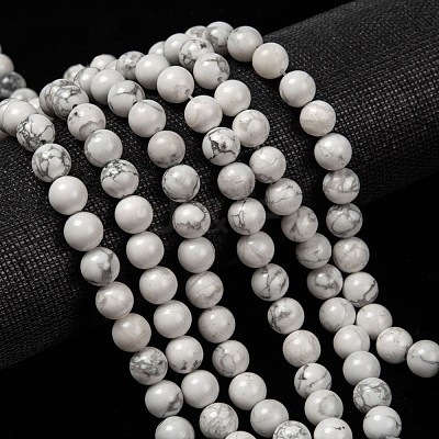 1 Strand White Round Natural Howlite Beads Strands X-TURQ-G091-8mm-1