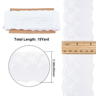 Cotton Hollow Embroidered Lace Trim SRIB-WH0011-052-1