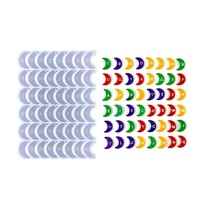 Moon with Letter Pendant Silicone Molds DIY-J009-05A-1