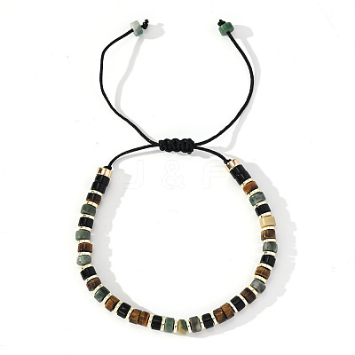 Ethnic Style Natural Mixed Gemstone Column Beads Braided Bead Bracelets for Men Women BR3776-1-1