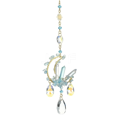 Moon Gemstone Window Hanging Suncatchers HJEW-TA00049-1