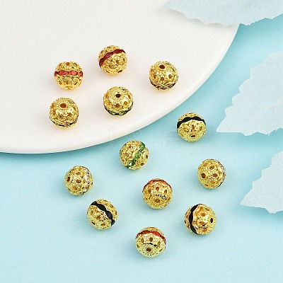 Brass Rhinestone Beads RB-A011-10mm-G-1