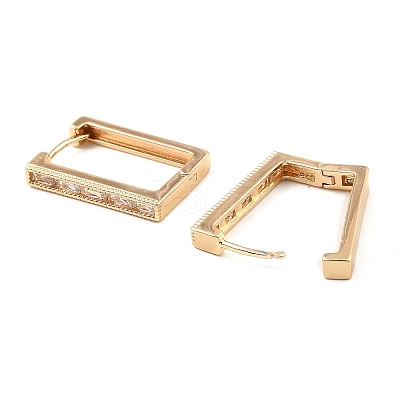 Brass with Cubic Zirconia Hoop Earrings EJEW-D078-40G-1