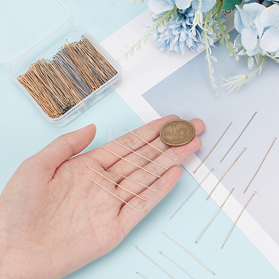 500Pcs 2 Colors 304 Stainless Steel Flat Head Pins STAS-SC0005-49-1