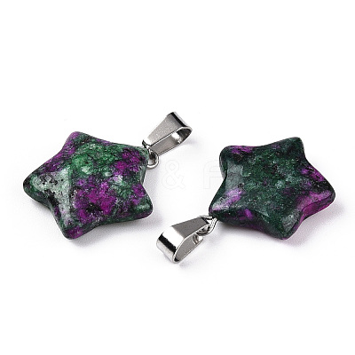 Star Dyed Natural Ruby in Zoisite Pendants G-Q367-19-1