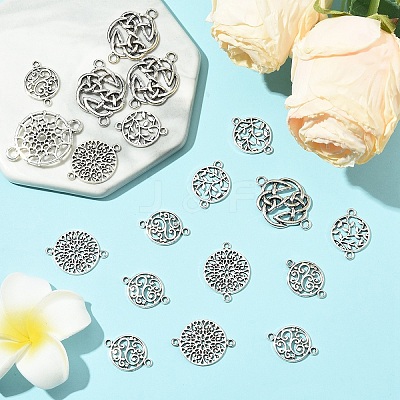 100Pcs 5 Styles Tibetan Style Zinc Alloy Connector Charms FIND-YW0008-94-1