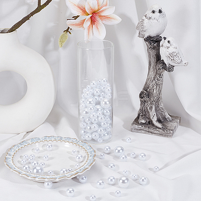 150Pcs 3 Styles ABS Plastic Imitation Pearl Round Beads KY-SP0001-63B-1