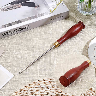 Wooden Awl Pricker Sewing Tool TOOL-WH0059-071C-1