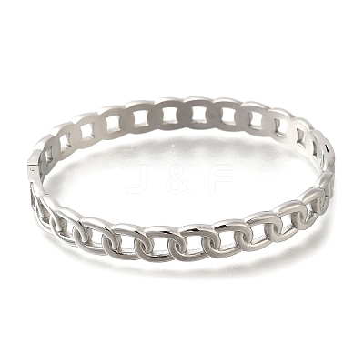 304 Stainless Steel Curb Chains Hinged Bangles STAS-M075-06P-1